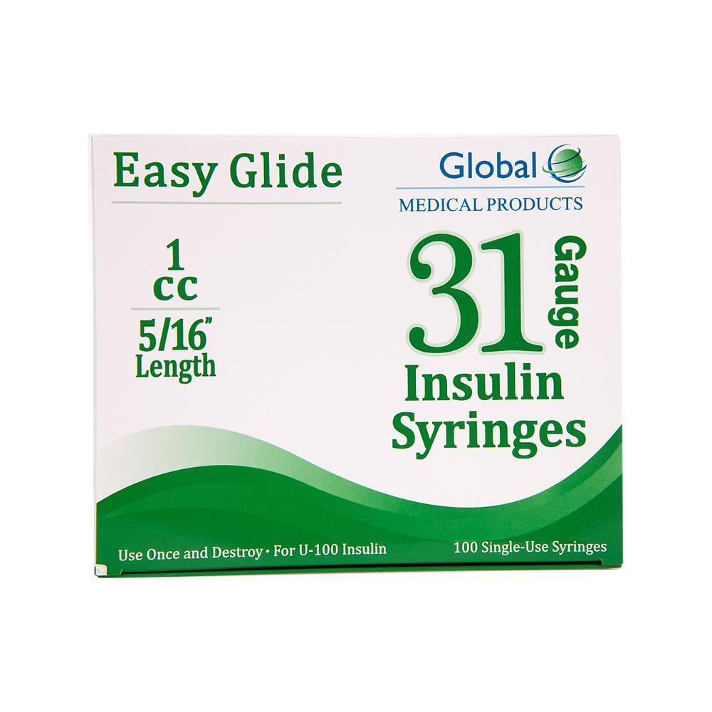 Global Insulin Syringe <br>31G (1CC x 5/16") <br>100 ct